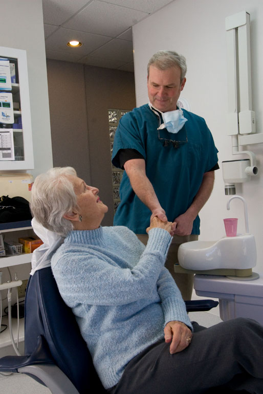 Dr. Browne greets a patient